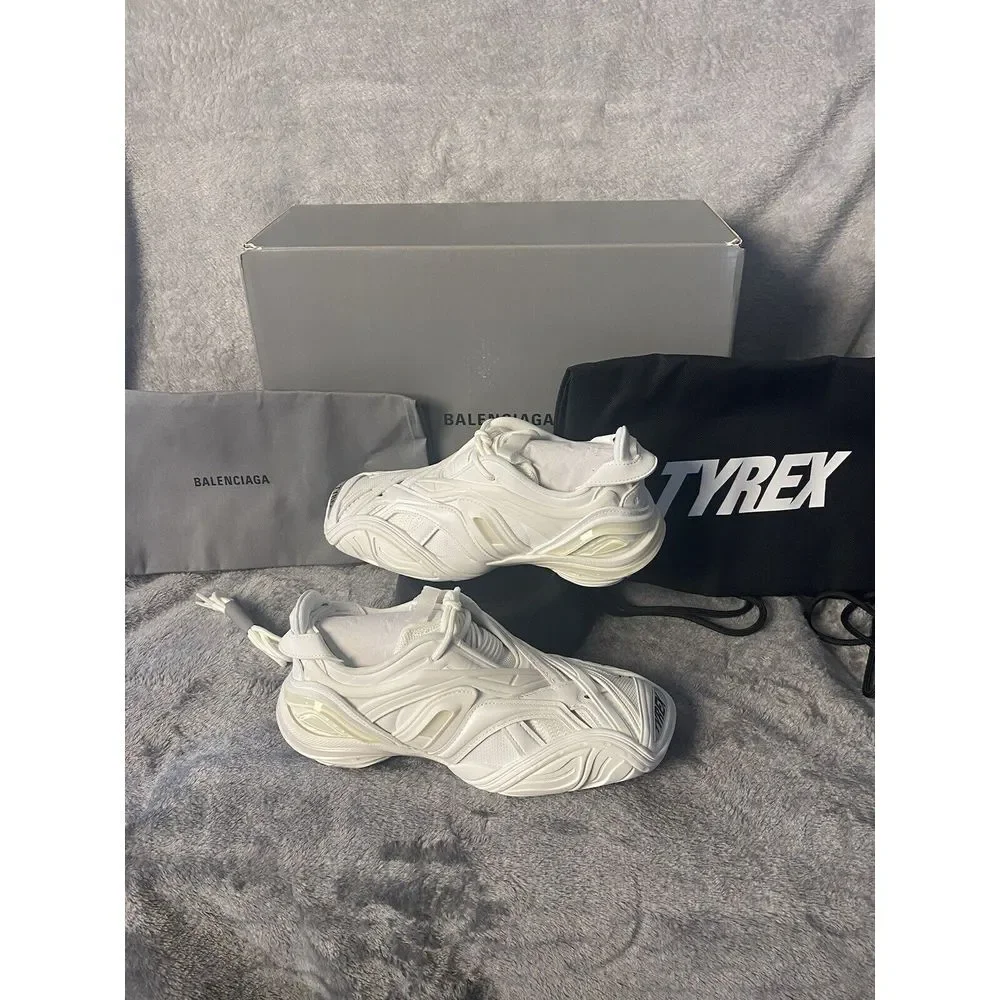 Balenciaga White Rubber and Mesh Tyrex Sneakers Monochrome Size  EU 38/US 7.5